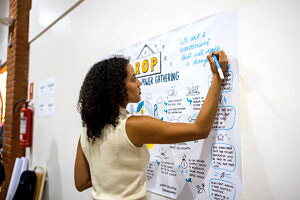 Climate Justice Activists Renew Our Power Gathering 2025 discussing wealth distribution and barriers